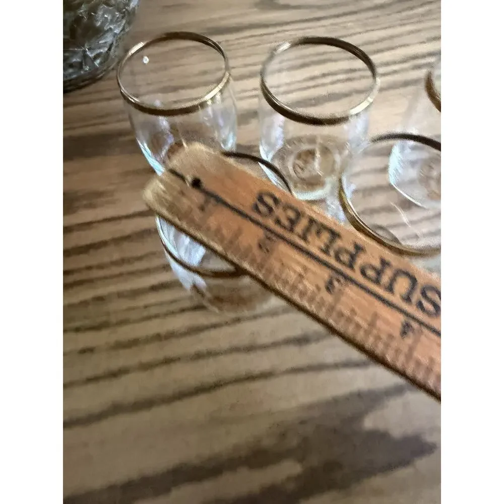 Vintage Midcentury 1970s Coors Beer Tasting Glasses Gold Rim Set Of 6
